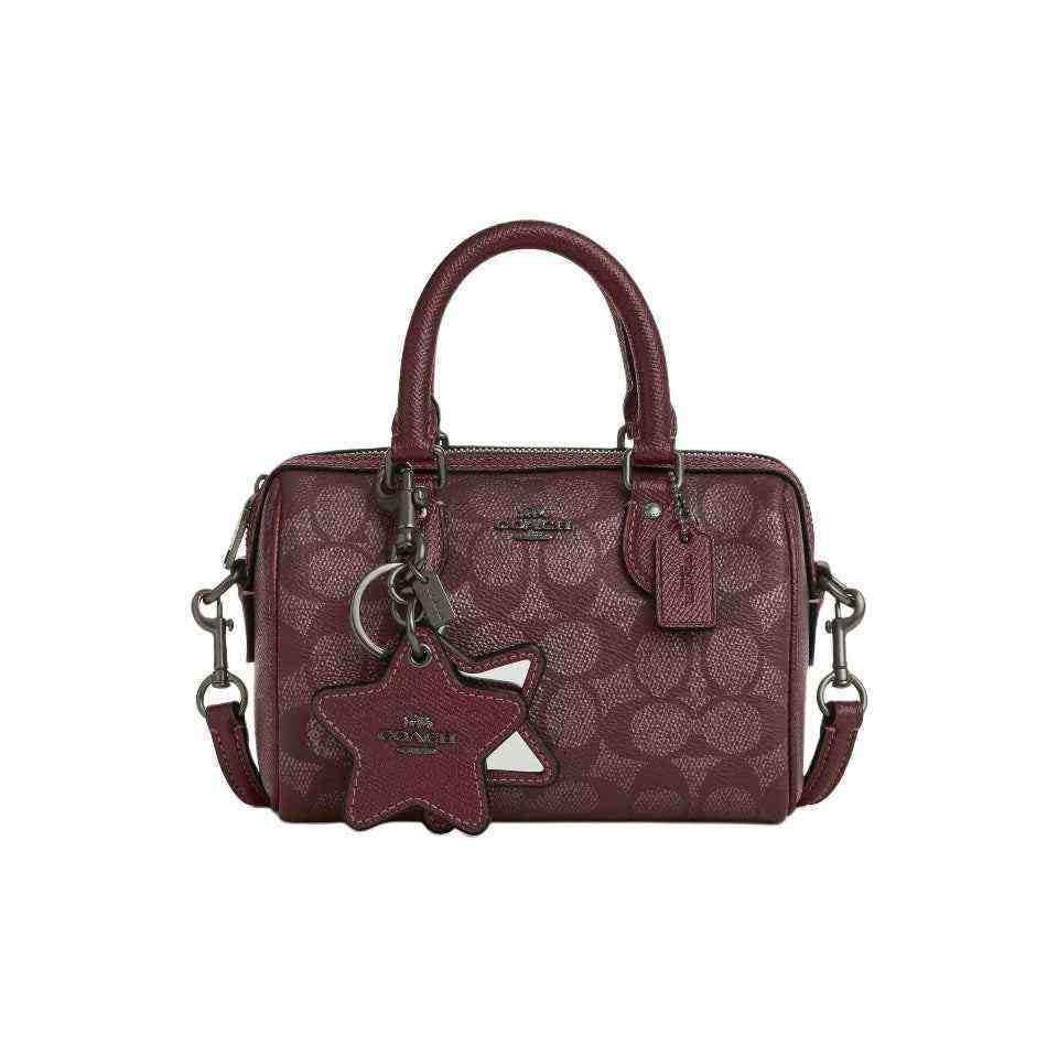 حقيبة Coach نسائية Mini Rowan Satchel لون عنابي.