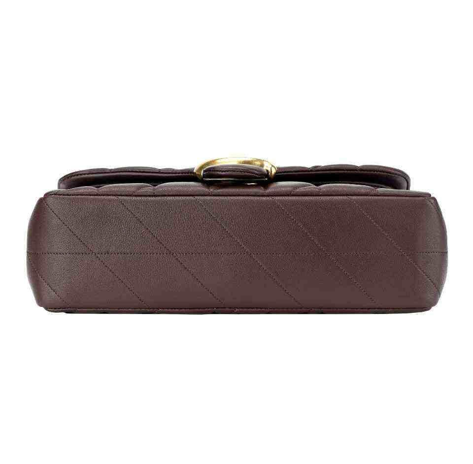 حقيبة Coach كتف جلد مبطن Quilted باللون البني الغامق.
