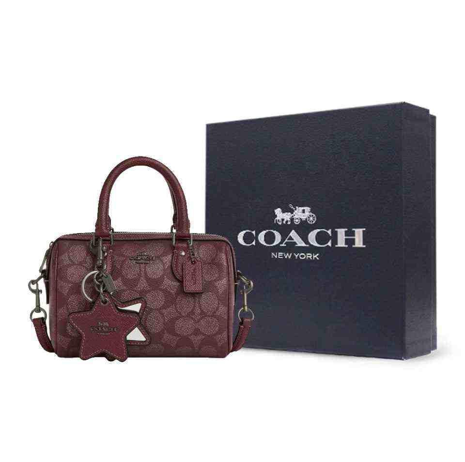 حقيبة Coach نسائية Mini Rowan Satchel لون عنابي.