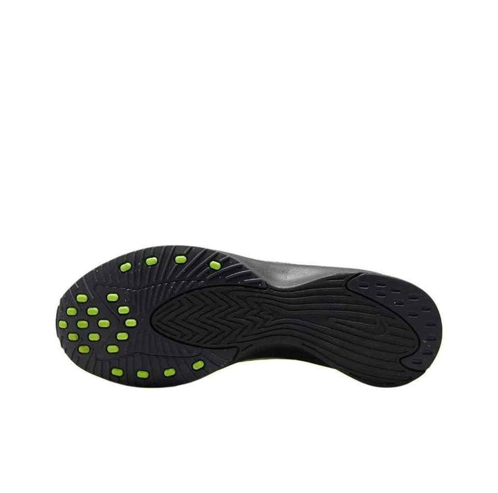 Nike Air Superfly sneaker sole in black and gray with green traction details