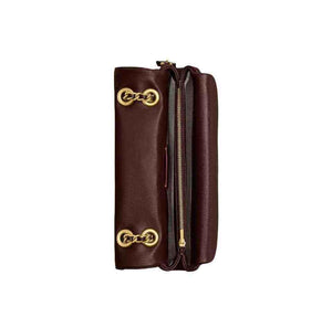 حقيبة Coach كتف جلد مبطن Quilted باللون البني الغامق.