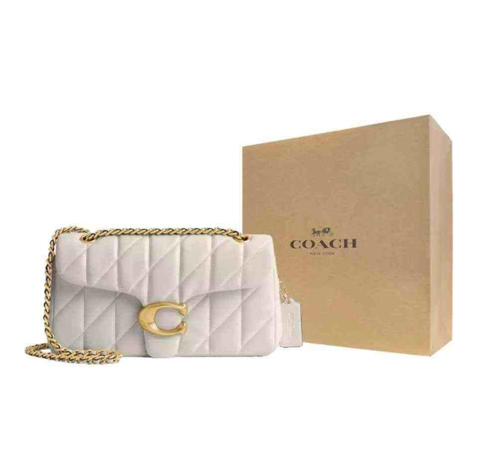 حقيبة Coach جلد مبطن لون أبيض Madison Shoulder Bag.