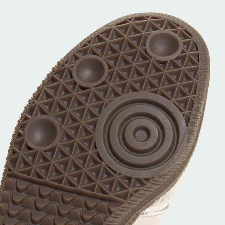 Adidas Samba Mary Jane shoe sole in chocolate brown rubber with geometric tread pattern