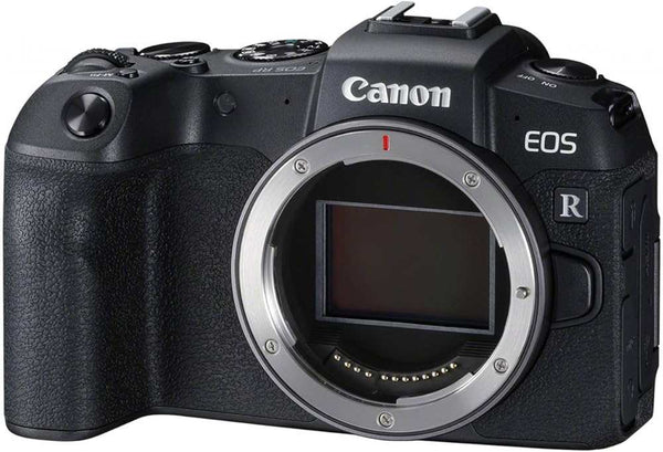 كاميرا كانون Canon EOS RP بدون عدسة باللون الأسود مع مستشعر CMOS بدقة 26.2 ميجابكسل وتصميم مضغوط وأداء احترافي.
