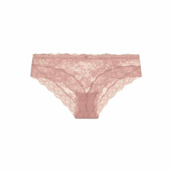 سروال داخلي نسائي منخفض الخصر من Victoria's Secret مزين بدانتيل زهري مريح من القطنأ