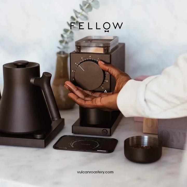 2nd Generation Ode 64mm coffee grinder by Fellow with precise grind settings and compact design for home and cafe use