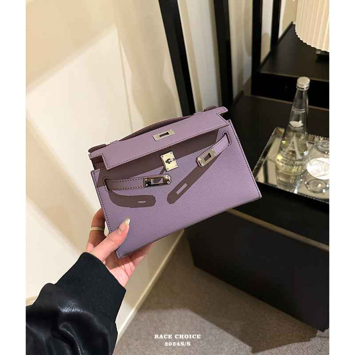 Racechoice Crossbody Bag in premium purple with wide strap for women.