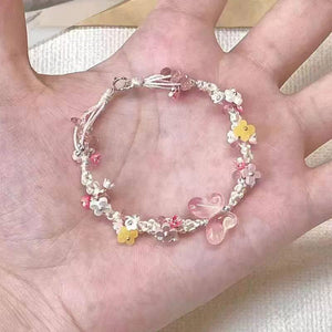 طقم أساور بتصميم Butterfly يدوي مع خرز ملون.