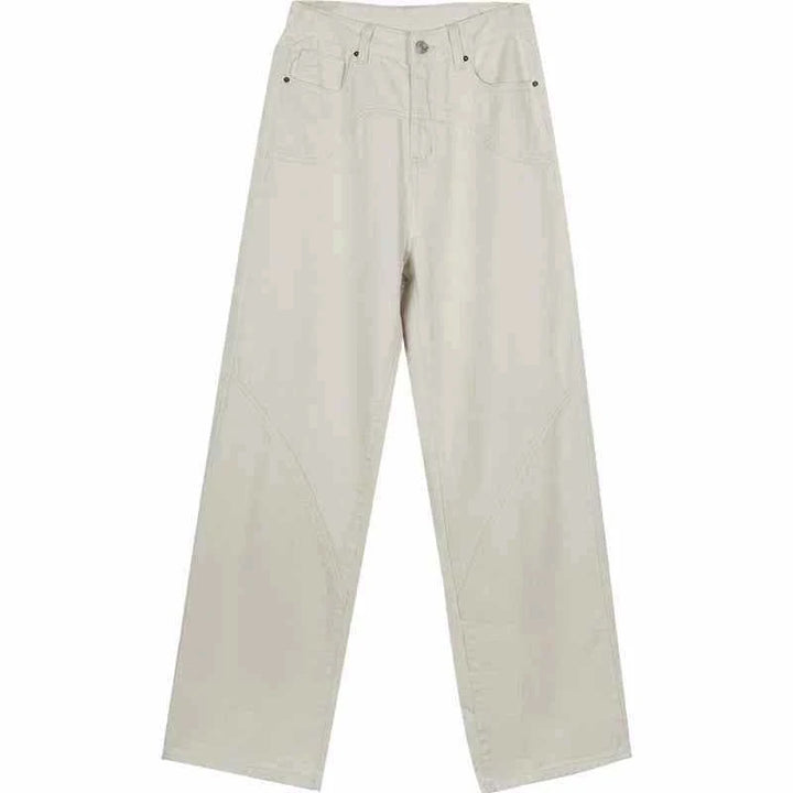 beige high-waisted wide leg cotton pants for women with soft durable fabric and relaxed fit