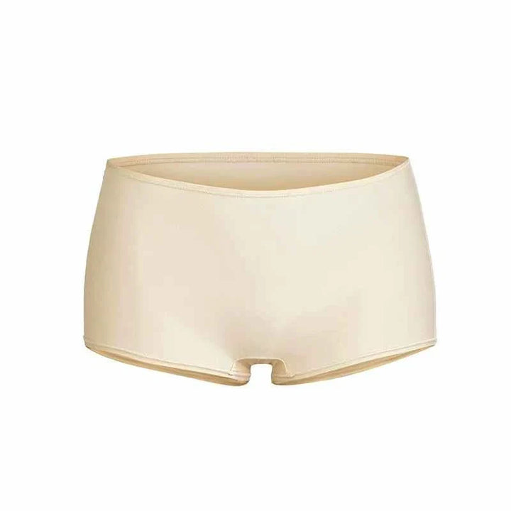 High stretch seamless women's boy short panties in beige from Pāk Lu SKIMS, designed for comfort and no visible lines under clothing.