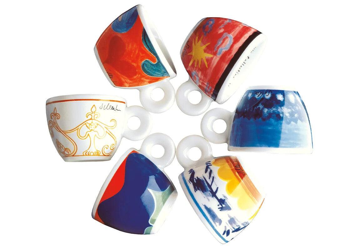 طقم فناجين قهوة illy Art Collection إصدار 1993 بألوان فنية.