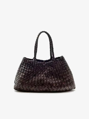 Dragon woven حقيبة يد نسائية من الجلد الطبيعي بتصميم مجدول وحجم عملي.