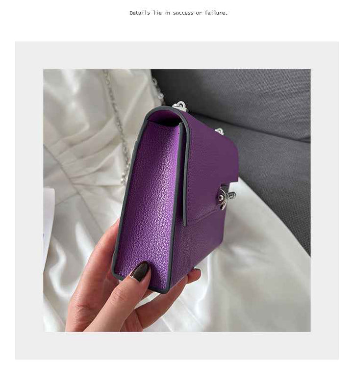 racechoice small square bag autumn and winter high-end purple chain bag mini mobile phone bag women's casual messenger bag