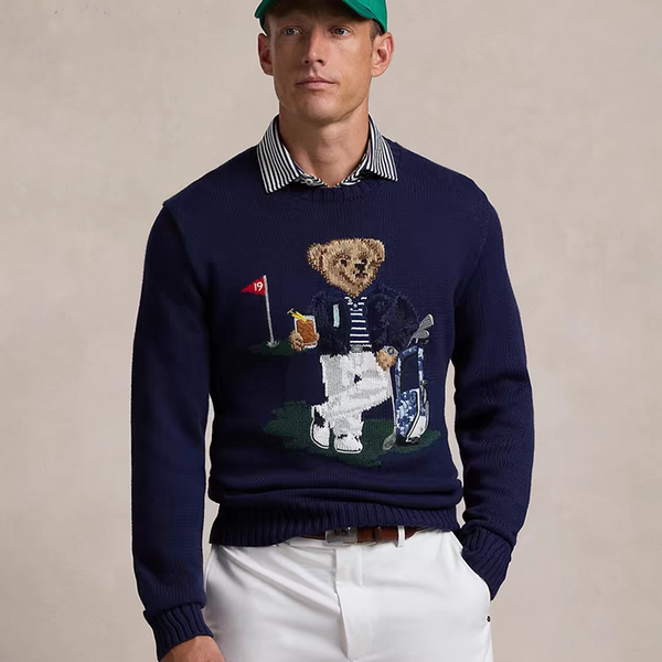 polo Bear sweater : سترة قطنية رجالية أنيقة لموسم 2025 شتاء وخريف