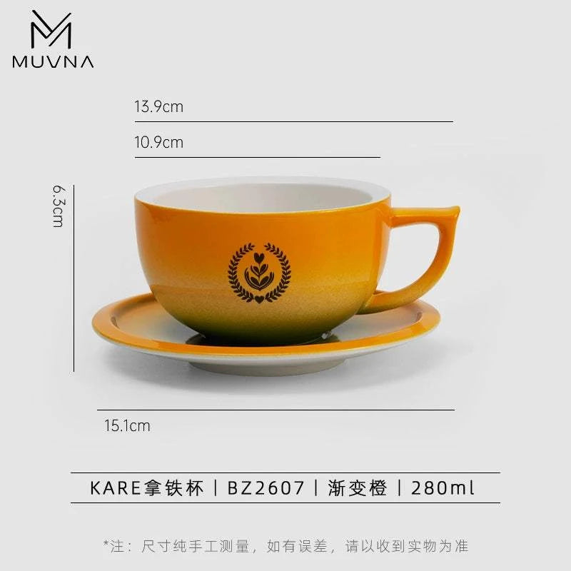 MUVNA Ceramic Latte Cup Embossed Art.