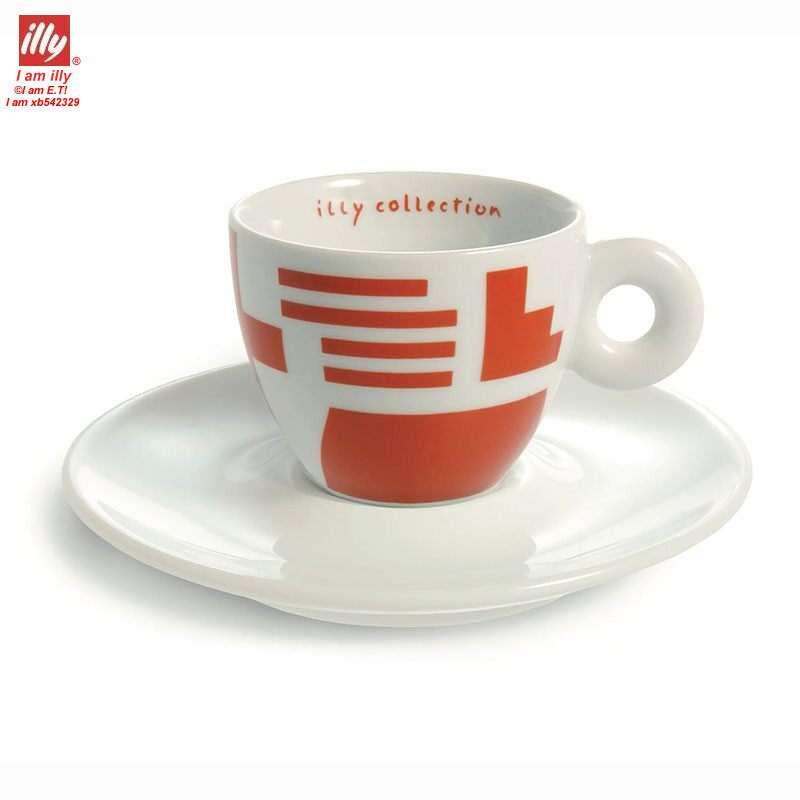 أكواب Espresso من illy collection بتصاميم فنية ملونة.