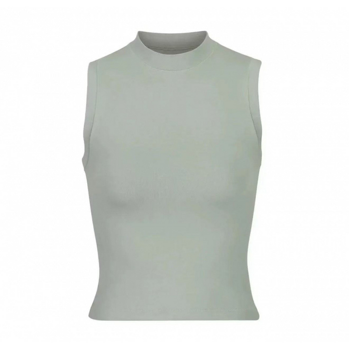 SKIMS mock neck sleeveless tank top in soft stretch fabric for versatile daily wear