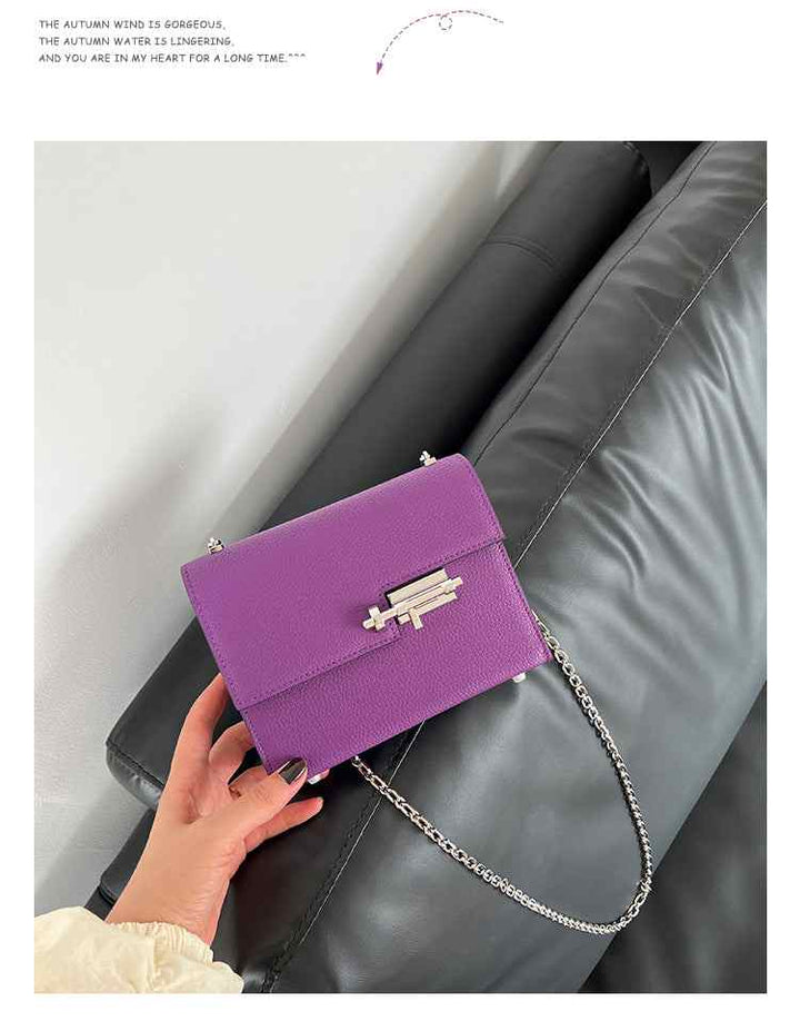 racechoice small square bag autumn and winter high-end purple chain bag mini mobile phone bag women's casual messenger bag