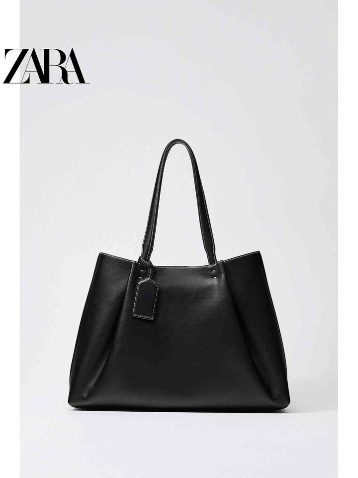 ZARA2025 Autumn New Women's Bag Black Large Capacity One-Shoulder Casual Tote Bag 6011510 800
