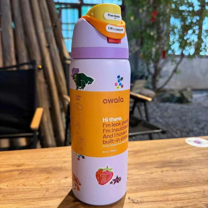 Owala FreeSip Cute Edition water bottle with dual spout and leak-proof insulated design for cold drinks up to 24 hours