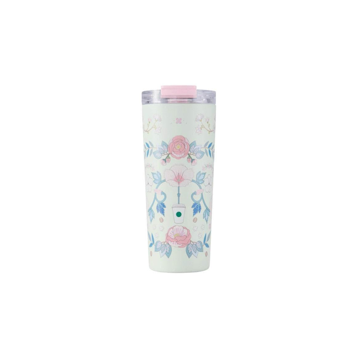 كوب Starbucks بنقشة Floral ولون أخضر ربيعي.