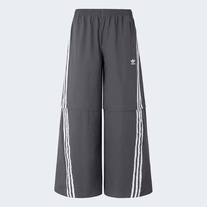 Adidas بنطال رياضي قابل للفصل رمادي للرجال والنساء بخطوط بيضاء للخريف
