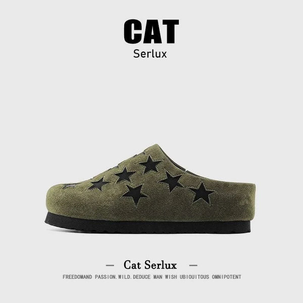 [Retro Versatile] Birkenstock Men's 2025 New Autumn and Winter Slip-On Slippers Couple Star Toe Flip-flops