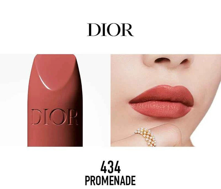 Rouge Dior الكلاسيكية lipstick shade 434 Promenade with smooth, elegant finish on lips