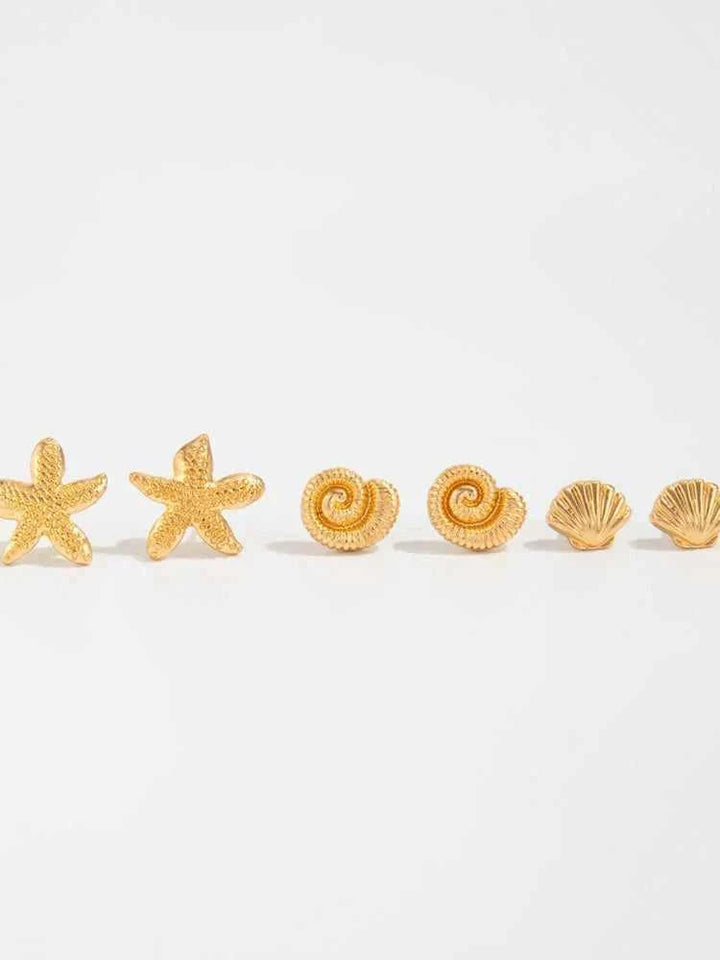 طقم أقراط نسائية صغيرة بتصاميم زهرة ونجمة وstarfish بأسلوب أوروبي وأمريكي عصري موضة 2025