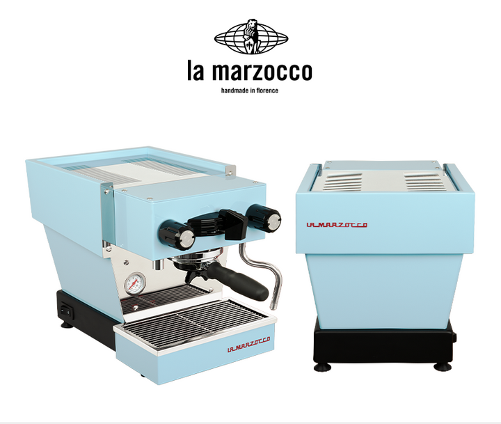 ماكينة قهوة La Marzocco Linea Micra إسبريسو منزلية صغيرة بأداء قوي وتصميم أنيق باللون الأزرق