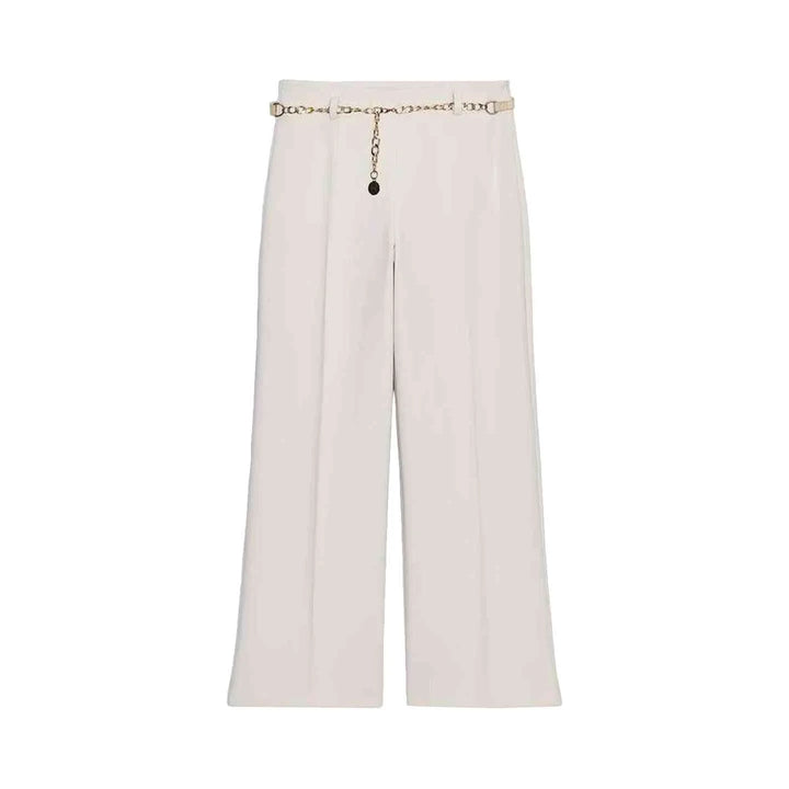 White women's trousers with chain belt in European and American style for autumn 2025