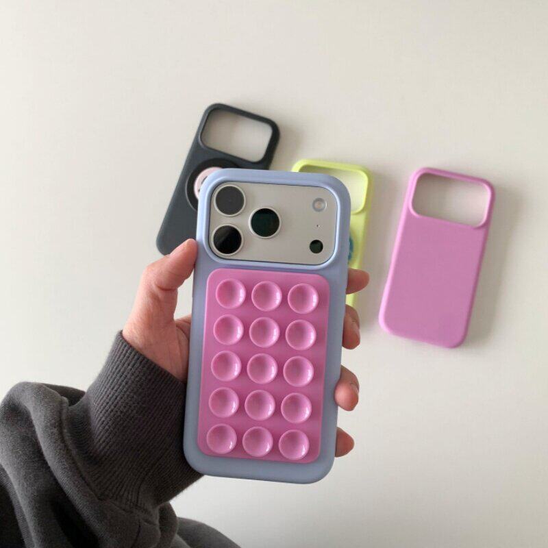 Double-sided silicone suction cup phone case holder high-value anti-drop three-dimensional suitable for Apple 17 female 2026 new model.
