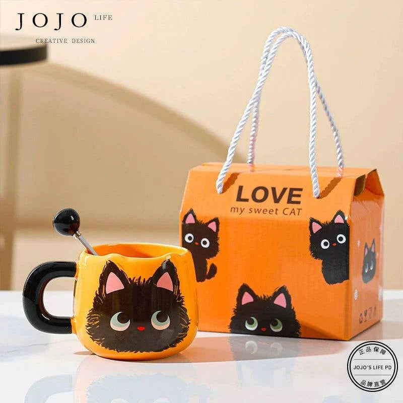 JOJO cat ceramic mug: بجودة عالية كوب سيراميك مميز لعشاق القطة جو جو.
