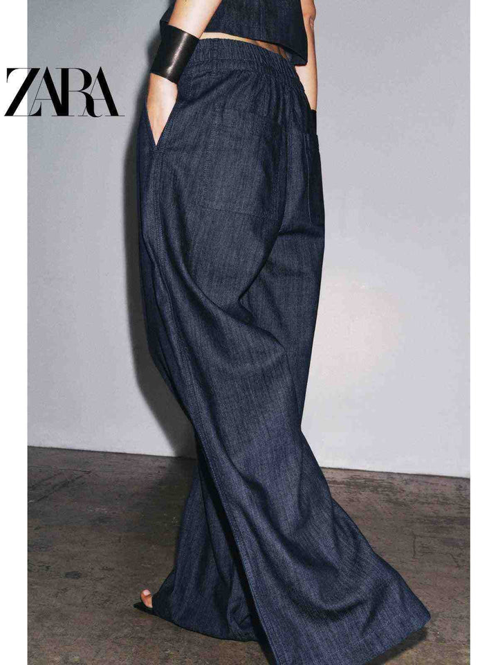 بنطال جينز بسيط ومريح من مجموعة ZARA2025 new summer نسائي
