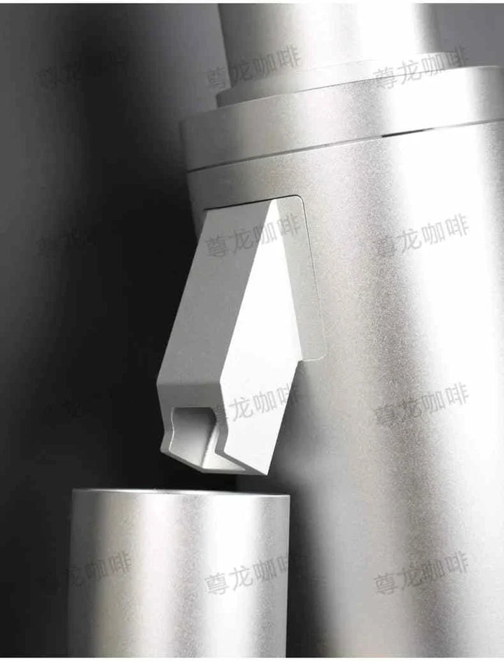 electric coffee grinder DF64 V with sleek gray and white CNC metal design and variable RPM for espresso and filter coffee