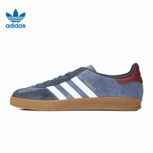 adidas أديداس سنيكرز جازيل إندور بشمواه أزرق ونعل مطاطي بطبعة الخطوط الثلاثة والبطانة القماشية الراحة اليومية