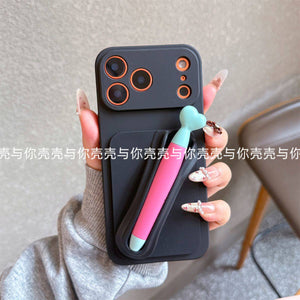 Applicable Apple 17promax Phone Case with Touch Pen Apple 16pro Can Put Lip Gloss Lip Gloss Lipstick iPhone15 14pro Creative 13 12mini Women 11 New XS XR 8P.