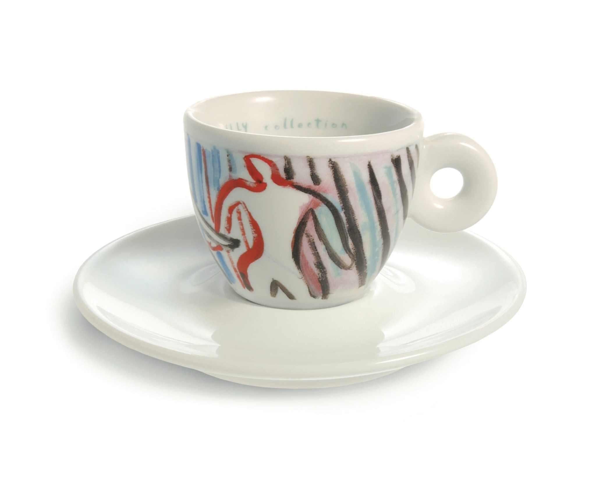 طقم أكواب Espresso من illy Collection بتصميم فني ملون.