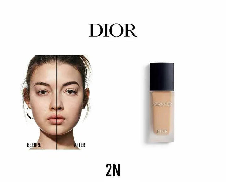 Dior Forever Foundation luxury set showing before and after skin with natural radiant finish and long-lasting coverage
