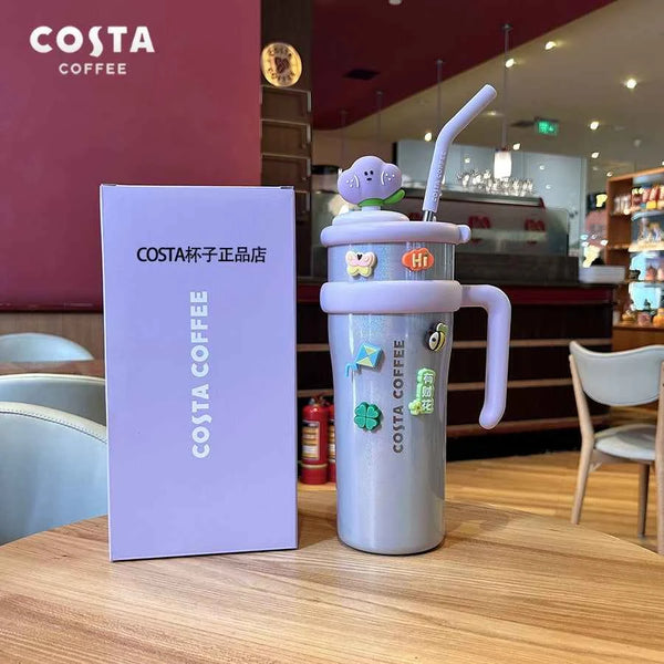 كوب حراري بألوان مبهجة من Costa Coffeeالصور تعرض مجموعة أكواب حرارية من علامة “Costa Coffee” بتصاميم مبهجة وألوان مشرقة مثل الأزرق، الوردي، الأخضر، والأصفر. تأتي الأكواب مع مقبض مريح وغطاء مع شفاطة مرنة،اكواب كوستاCostaرفعةكوب حراري بألوان مبهجة من Costa Coffee