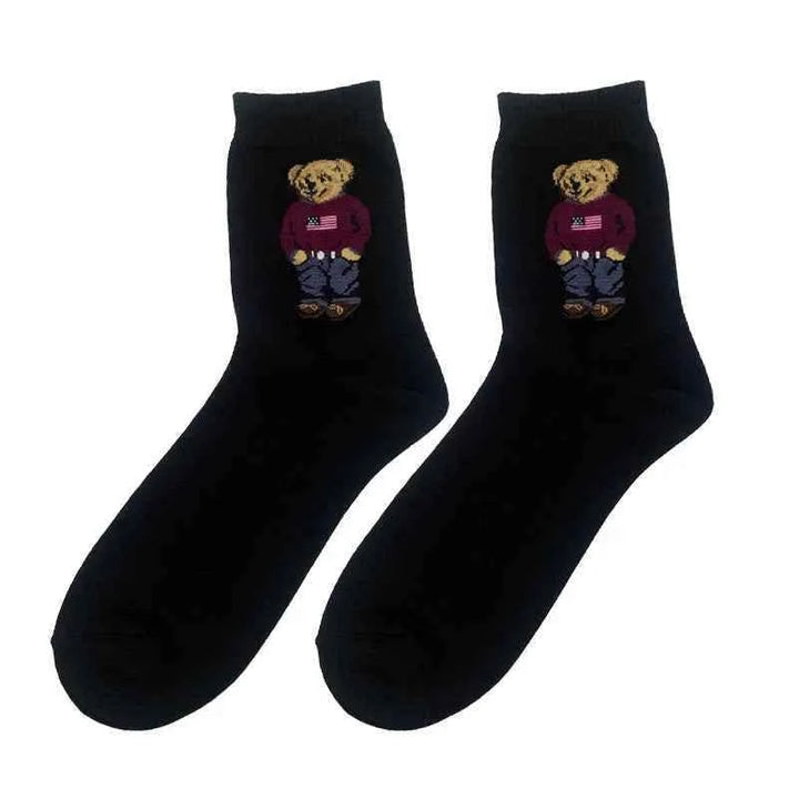 شرابات Bear سوداء بتصميم دبدوب عصري مريح ومتين مناسب للمكتب والرياضة والمناسبات اليومية