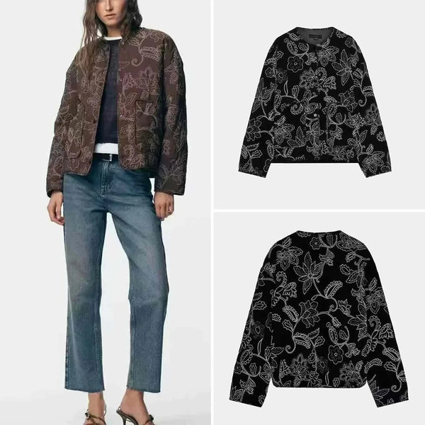 سترة مبطنة مطرزة بأناقة نسائية من موضة خريف 2025 Women's Jacket بتصميم أوروبي وأمريكي