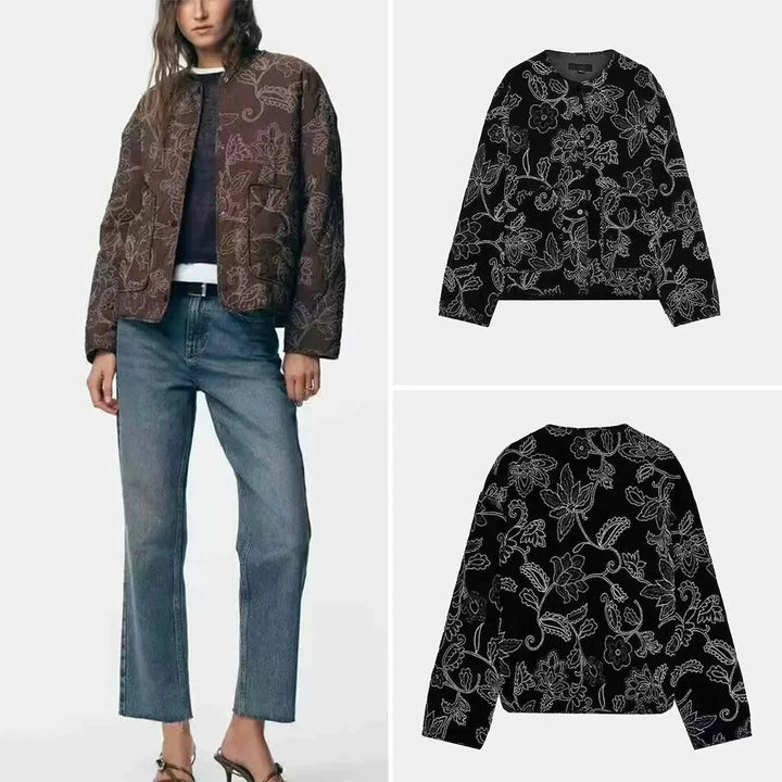 سترة مبطنة مطرزة بأناقة نسائية من موضة خريف 2025 Women's Jacket بتصميم أوروبي وأمريكي