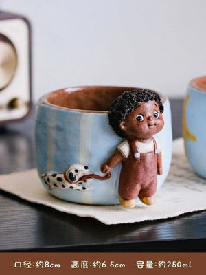 Yifang black coffee cup cute صناعة يدوية.