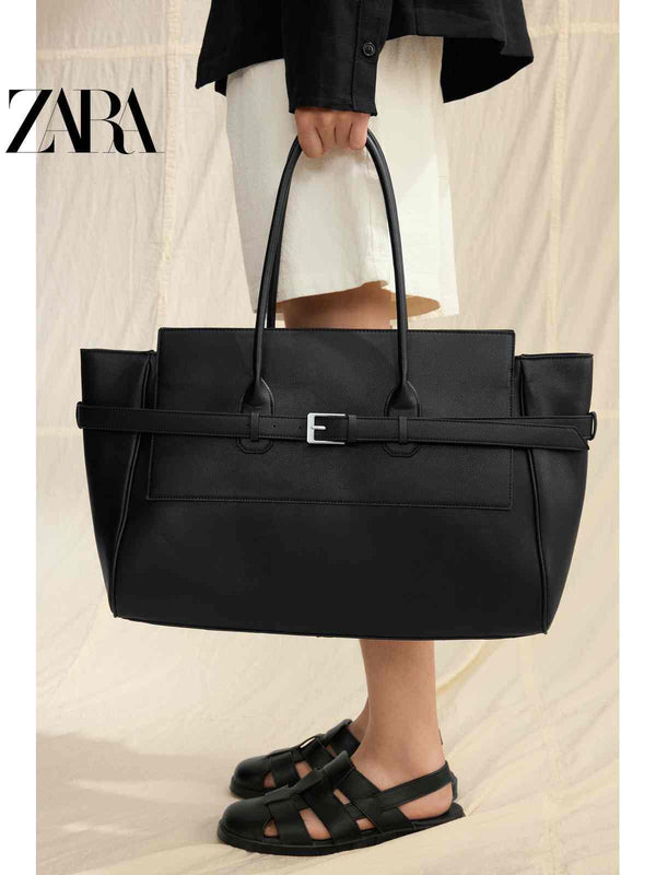 ZARA2025 Autumn New Men's Bag with Black Belt Detail Large Capacity Tote Bag 3140620 800