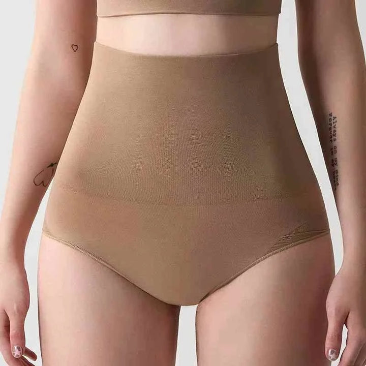 high waist beige body shaping shapewear for smooth silhouette and tummy control under clothes
