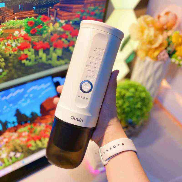  اوتن مكينة ومحضرة اسبريسو متنقلة من Outin، خفيفة الوزن، تحضر القهوة بسرعة، تصميم أنيق.