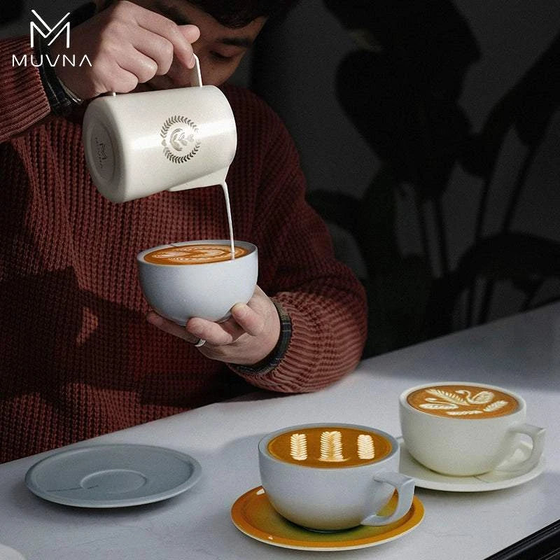 MUVNA Ceramic Latte Cup Embossed Art.