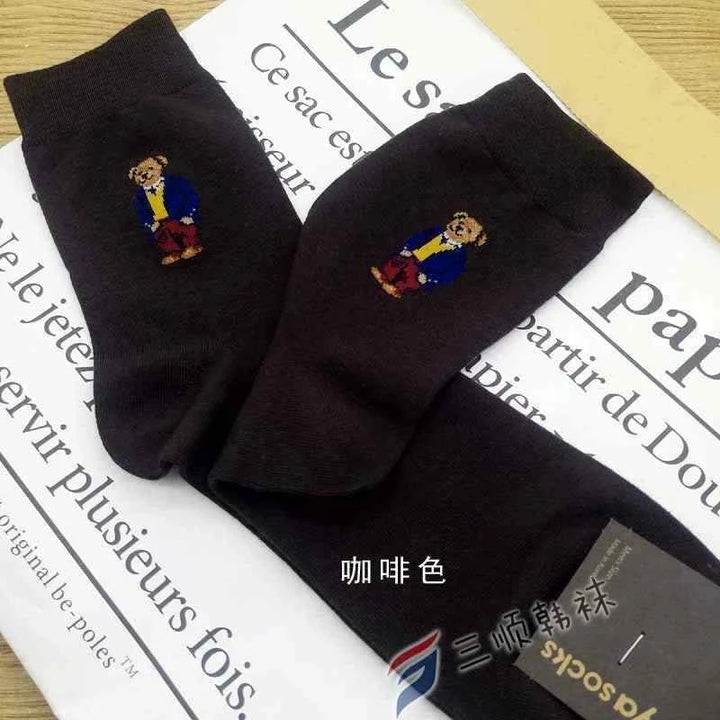 شرابات Bear سوداء أنيقة بتصميم دب صغير، مريحة وعملية ومضادة للرائحة، مناسبة للاستخدام اليومي والرياضي