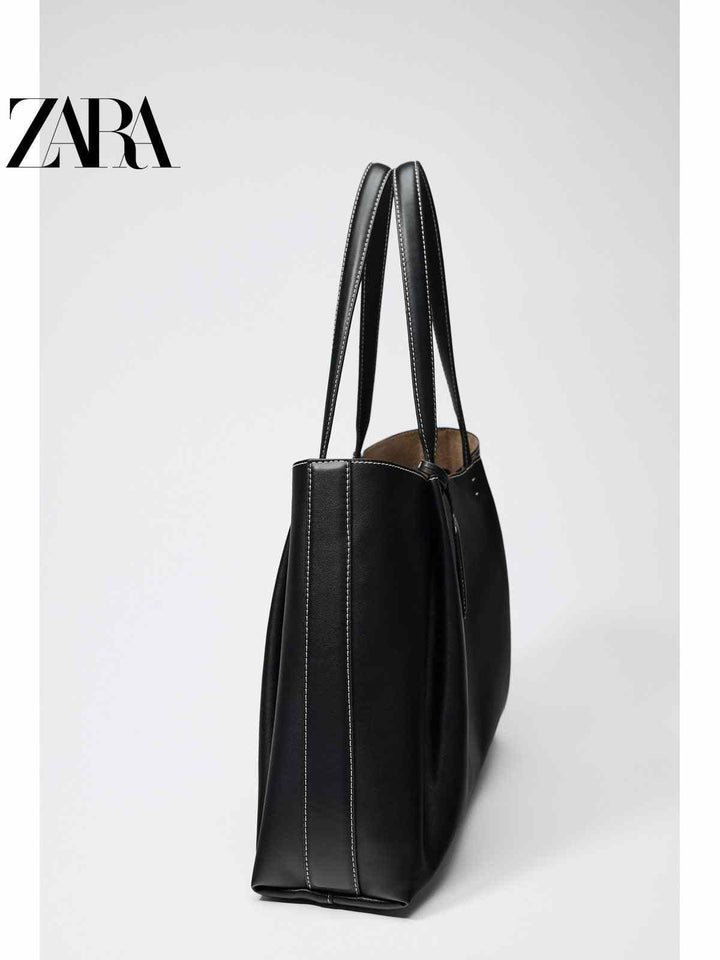 ZARA2025 Autumn New Women's Bag Black Large Capacity One-Shoulder Casual Tote Bag 6011510 800